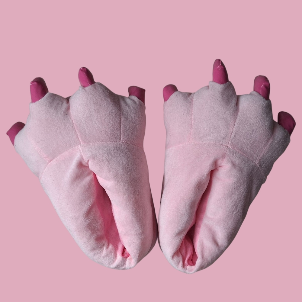 Pink Dinosaur Slippers ( cosplay shoes, Halloween slippers, house slippers)